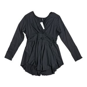 Allegrace Black Babydoll Tunic Top Womens 1X V Neck Long Sleeve Witchy Goth NWT